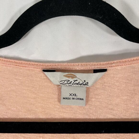 Bass Pro Shop 100% Linen Shirt Women's XXL Pink Short Sleeve Round Neck Light - Picture 4 of 6